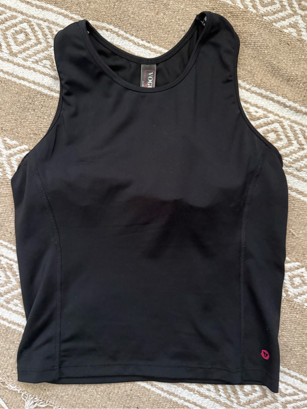 Vintage Vogue Sports Black Builtin Sports Bra Athletic Tank Top L EUC
